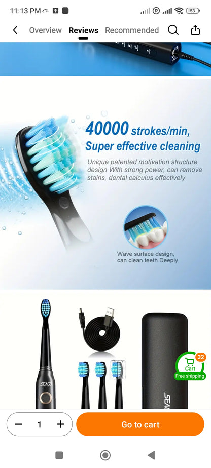 Electric Toothbrush 7 Brush Heads